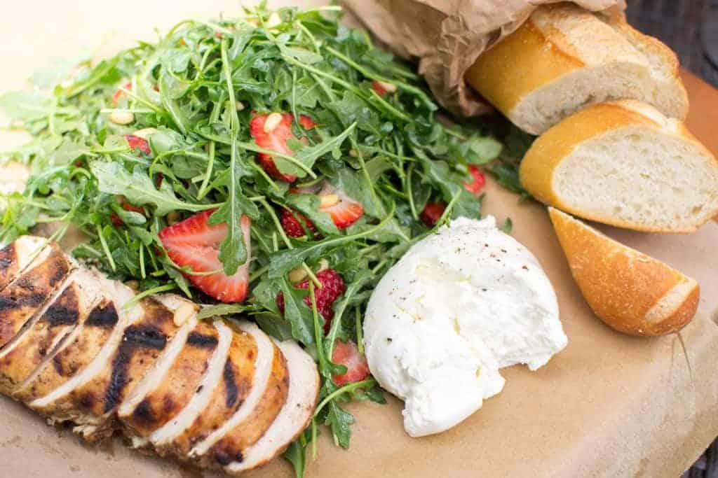 Burrata with Arugula & Strawberries