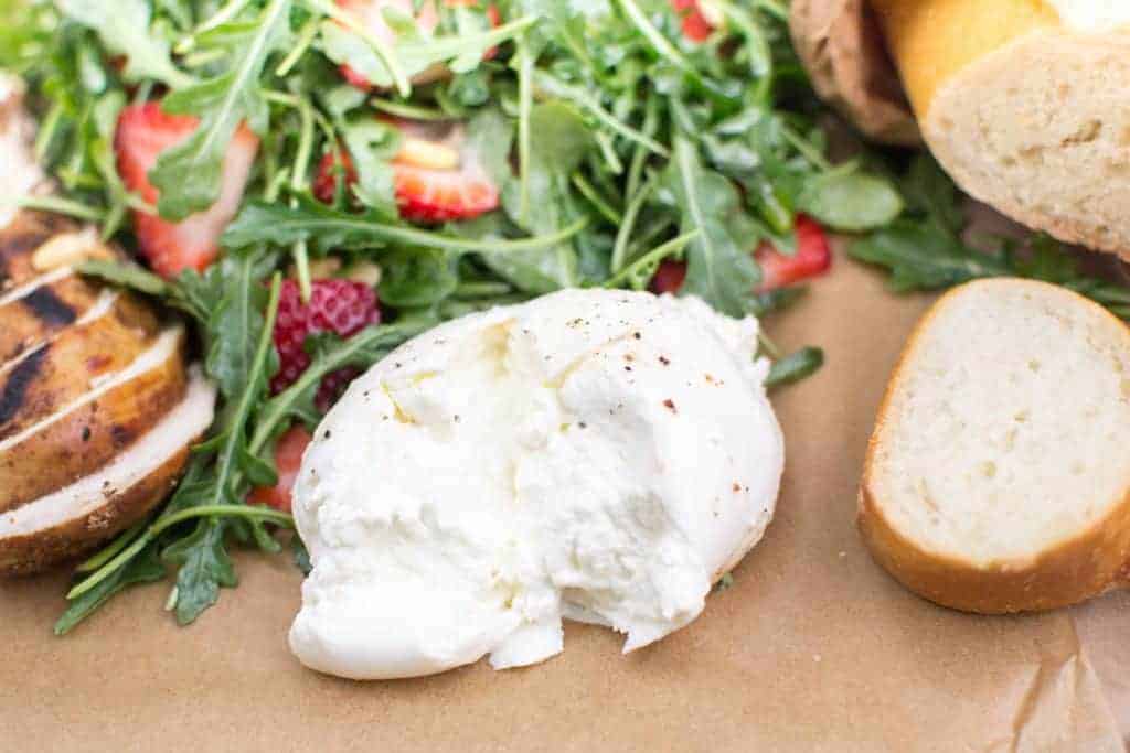 Burrata with Arugula & Strawberries