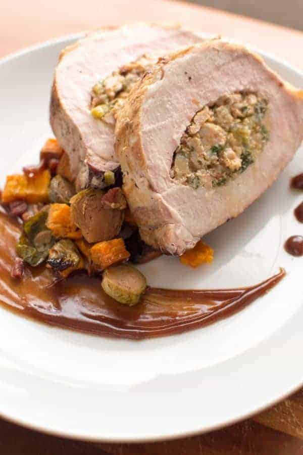 apple and sausage stuffed pork roast