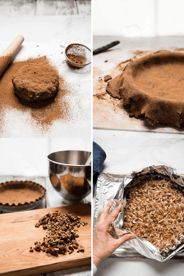 collage of making chocolate pie crust