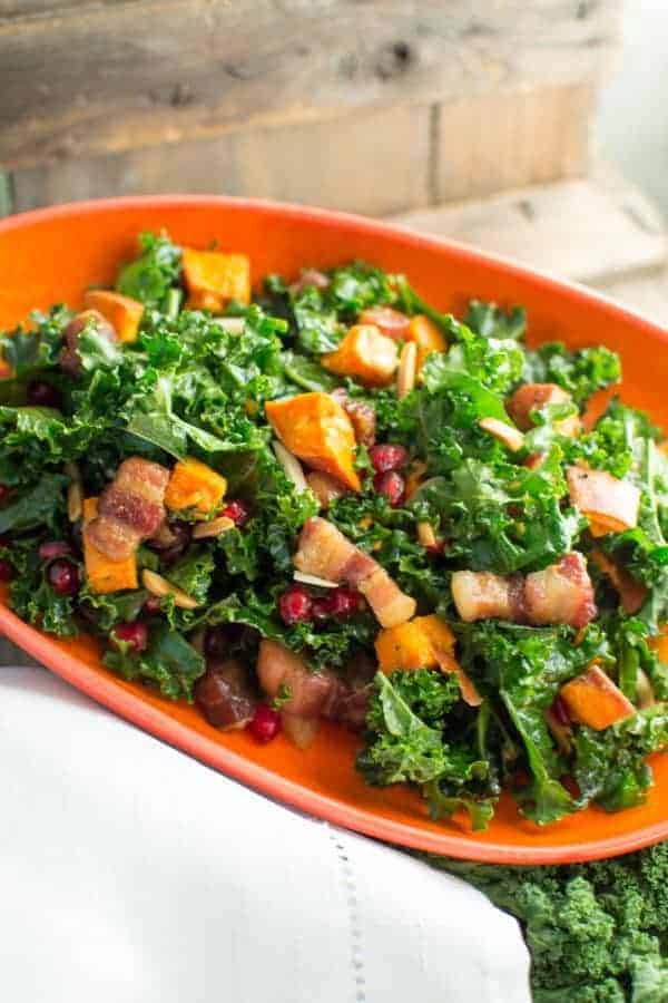 Kale salad with pork belly lardons