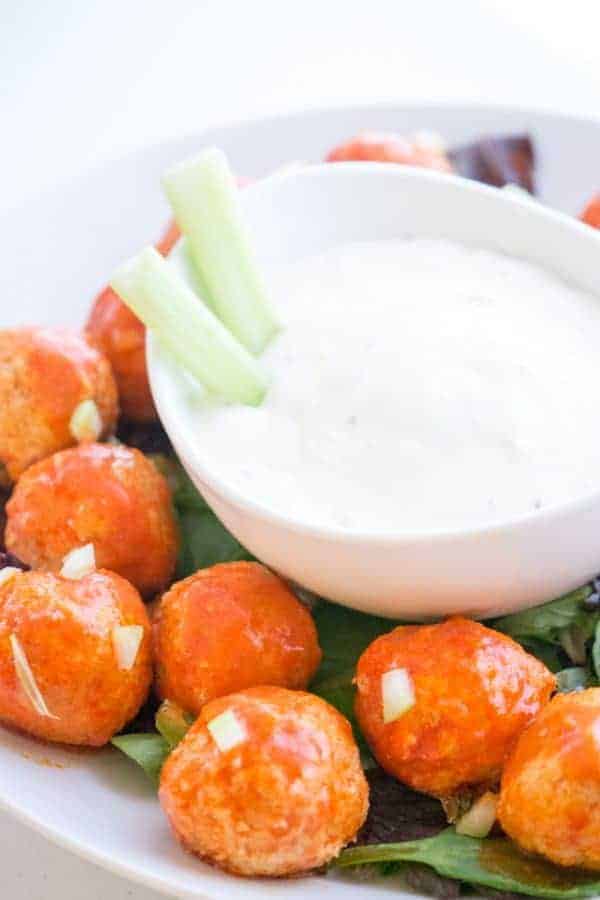 Blue Cheese Stuffed Buffalo Chicken Meatballs