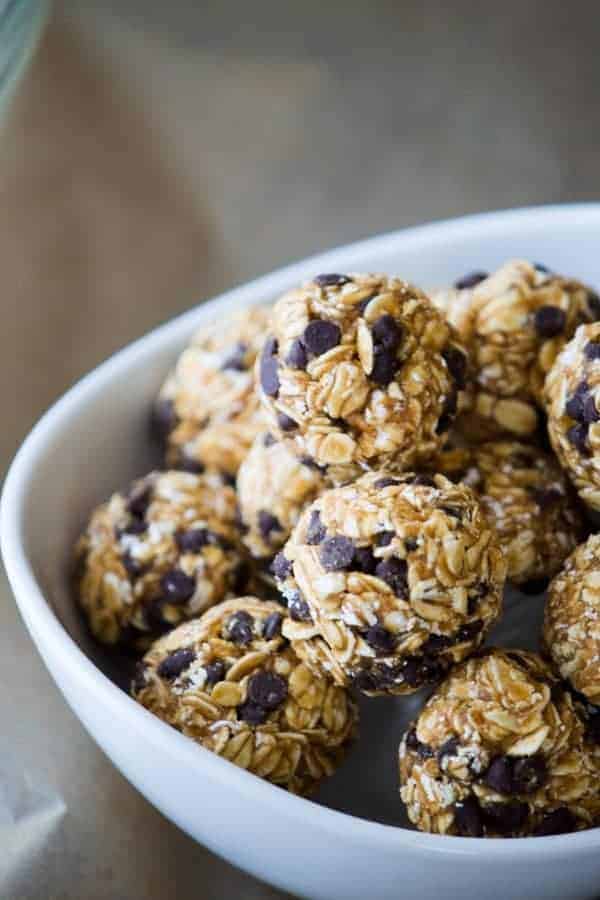 pb2 energy bites in a bowl