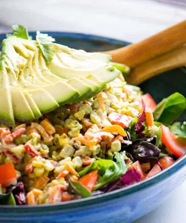 Grilled Corn Salad | Creamy Avocado Dressing