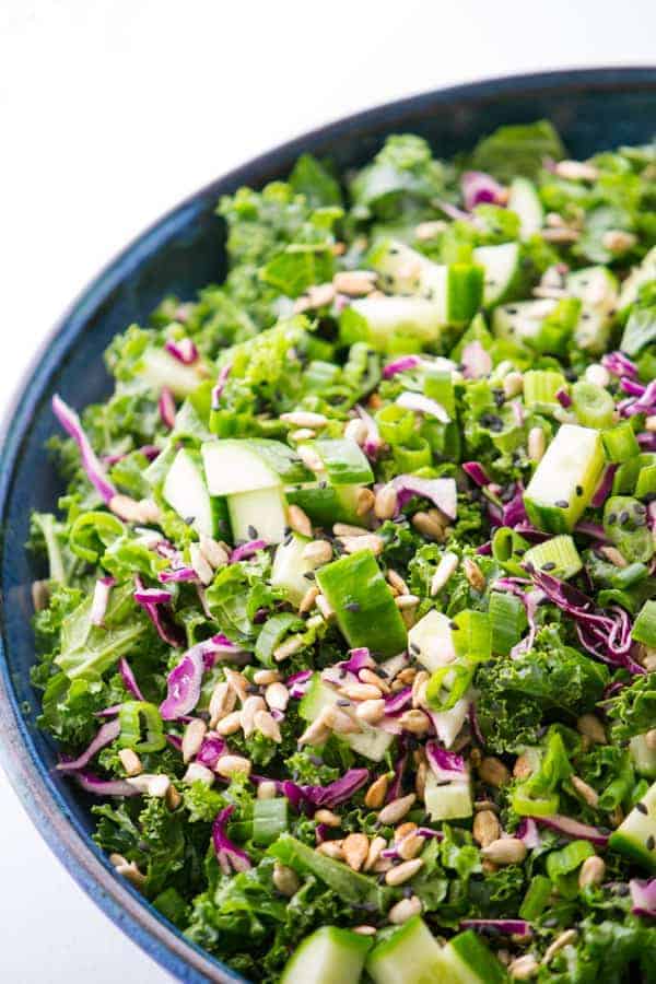 Spring Kale & Cucumber Salad with Honey-Ginger Dressing