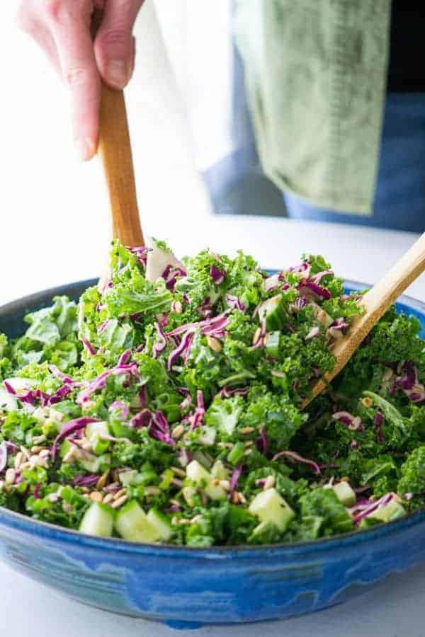 Spring Kale & Cucumber Salad with Honey-Ginger Dressing