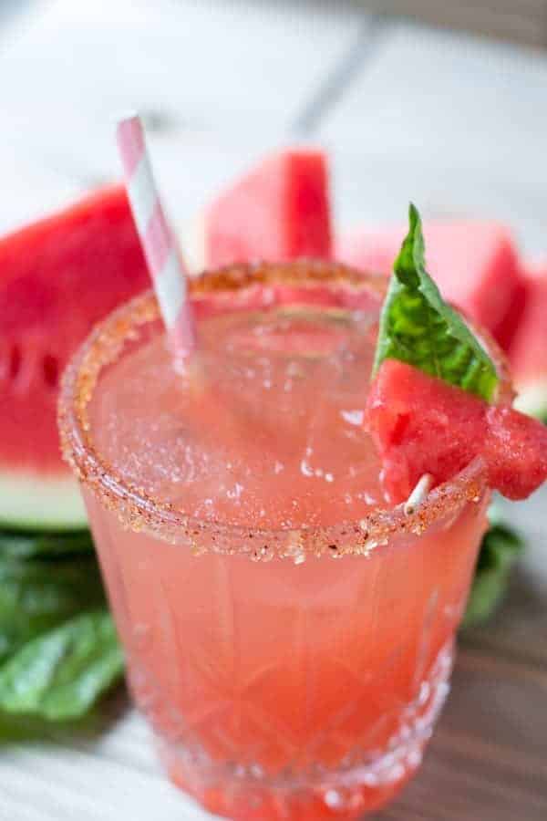 Watermelon Basil Margarita Chili Sugar Rim