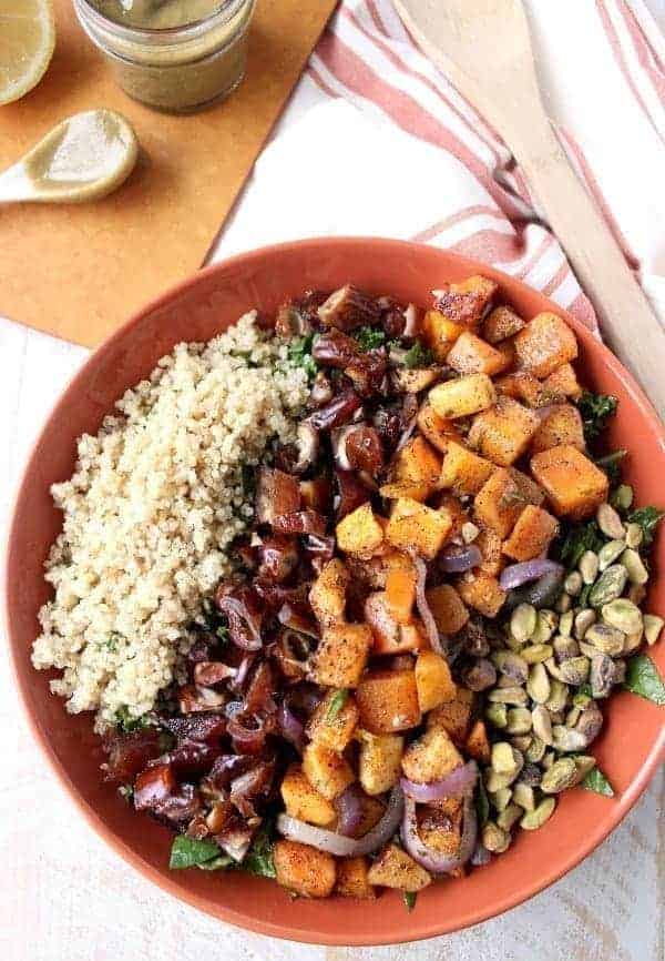 Roasted Butternut Kale Spinach Salad