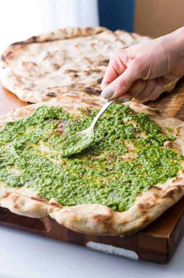 Kale & Spinach Pesto Grilled Flatbread