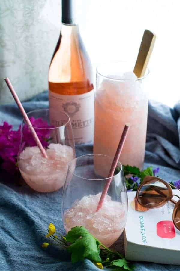 glasses of pink wine slushie