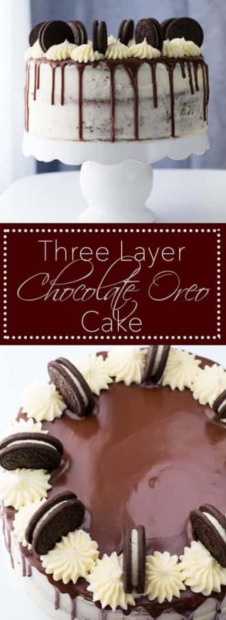 Three Layer Chocolate Oreo Cake