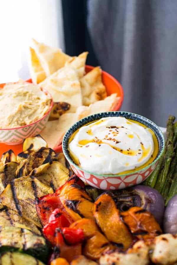 Grilled Vegetables & Chicken | Spicy Yogurt Sauce