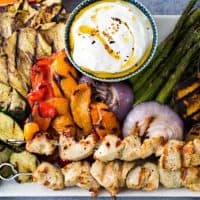 Grilled Vegetables & Chicken | Spicy Yogurt Sauce