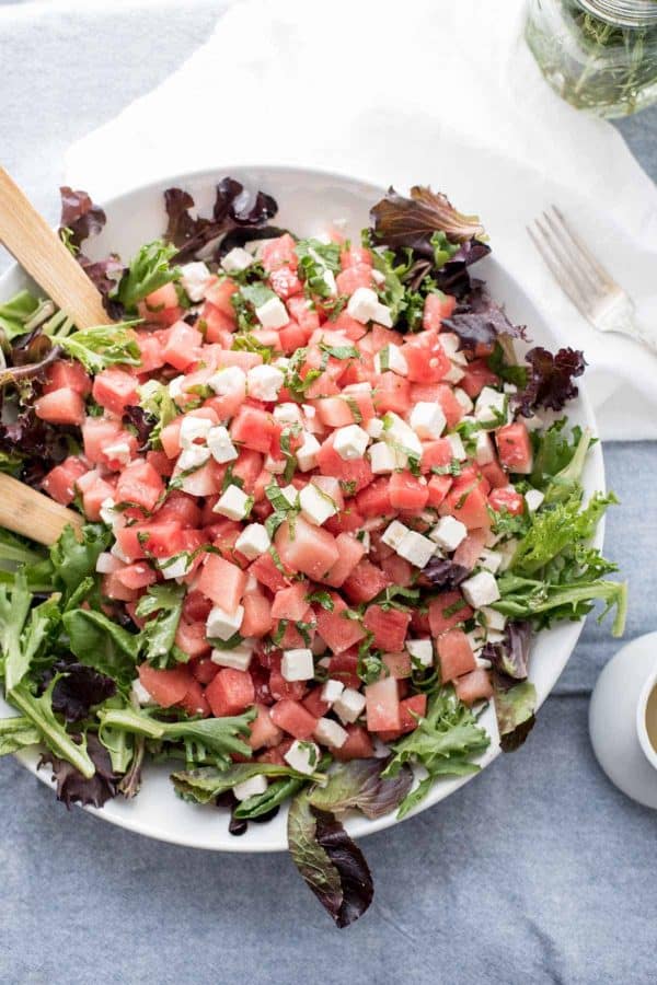 Watermelon & Feta Salad with White Balsamic Reduction