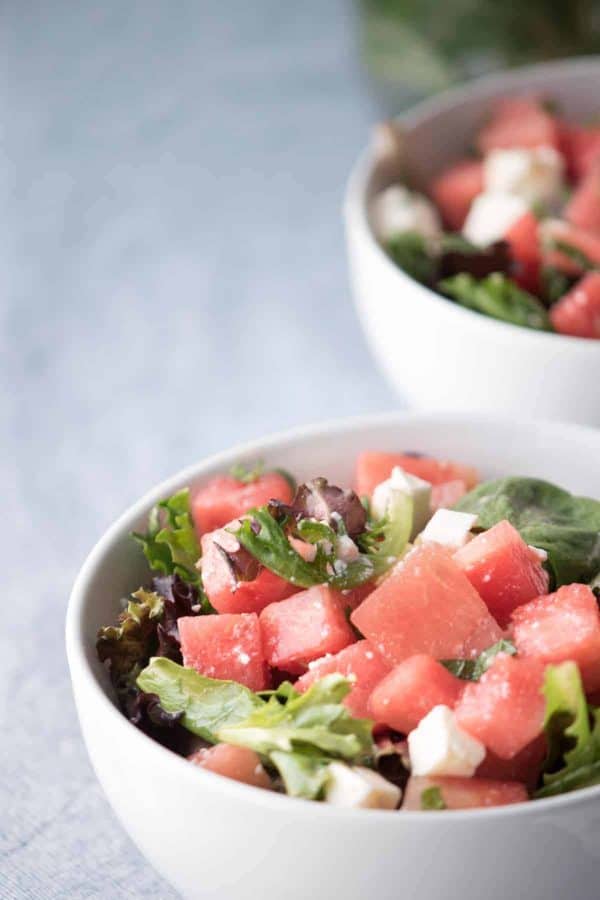 Watermelon Feta Salad with White Balsamic Reduction