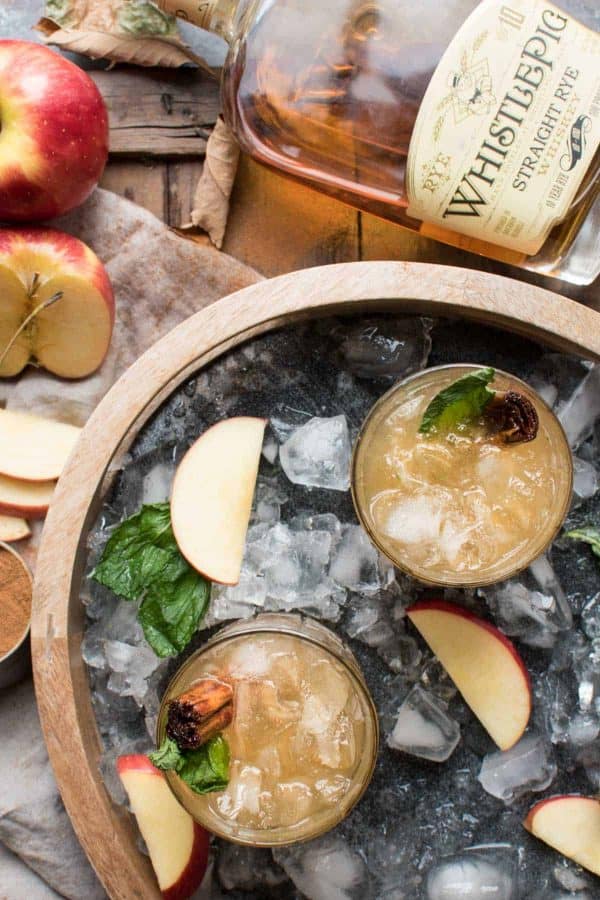 Overhead Shot of Apple Cinnamon Whiskey Smash