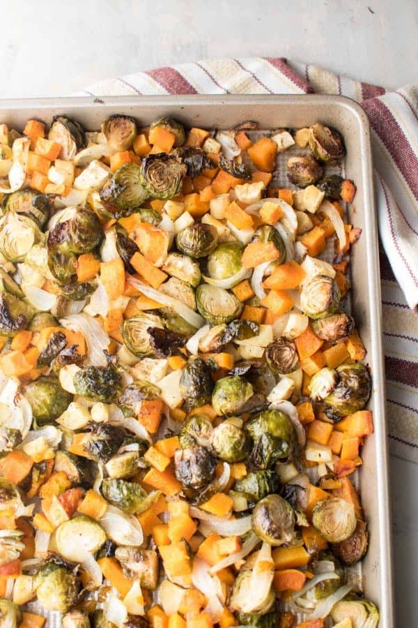 Sheet Pan Winter Veggies on a sheet tray