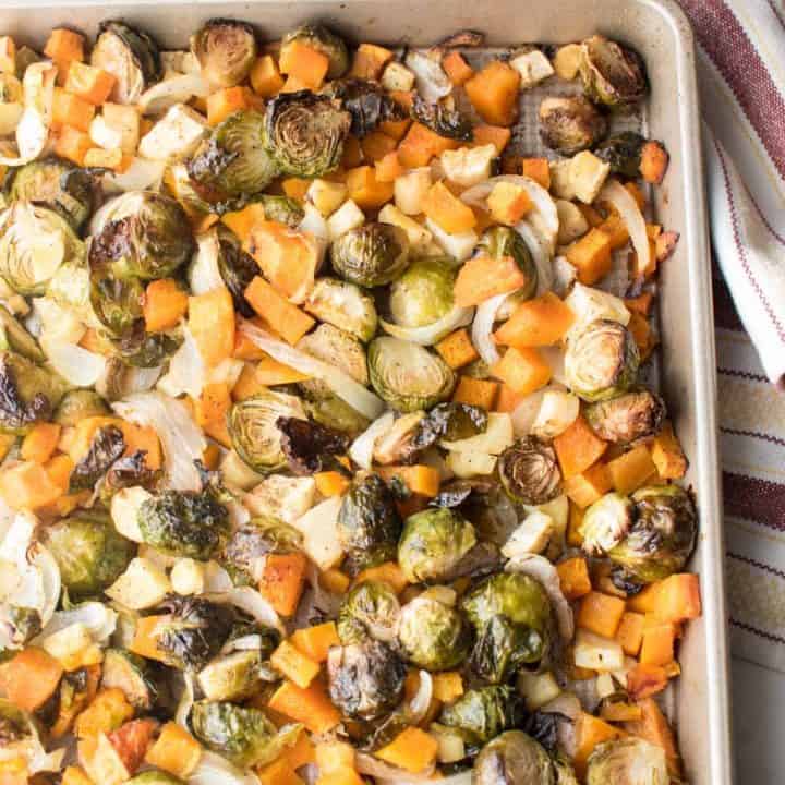 Sheet Pan Winter Veggies on a sheet tray