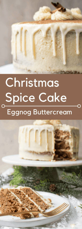 Christmas Spice Cake with Eggnog Buttercream | Ultra moist spice cake with ginger, cinnamon, and a touch of pepper with creamy sweet eggnog buttercream