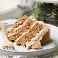 slice of christmas spice cake on a plate