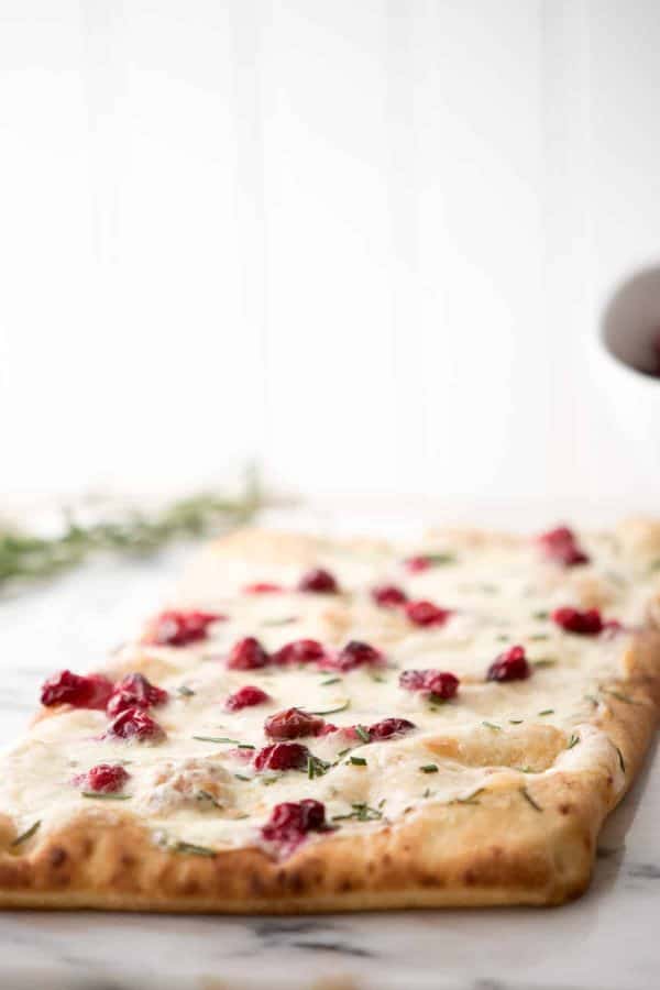 Quick + Creamy Cranberry Brie Flatbread