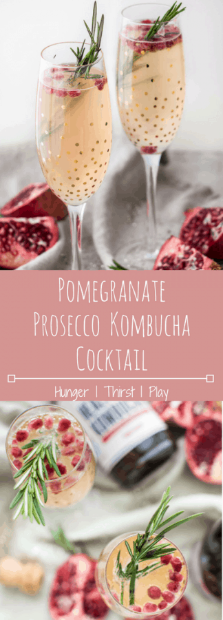 Pomegranate Prosecco Kombucha Cocktails | A touch sweet and refreshingly tart, this sparkling cocktail doubles as a probiotic for your next brunch gathering!