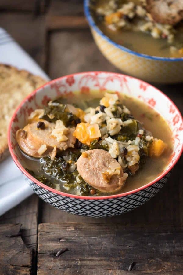 Roasted Butternut Kale and Wild Rice Soup