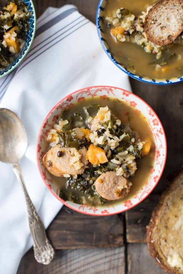 Roasted Butternut Kale and Wild Rice Soup