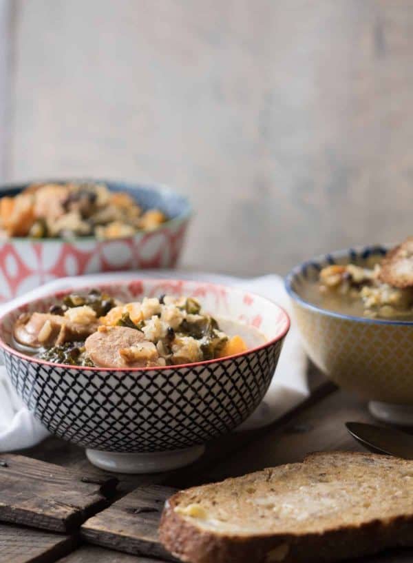 Roasted Butternut Kale and Wild Rice Soup