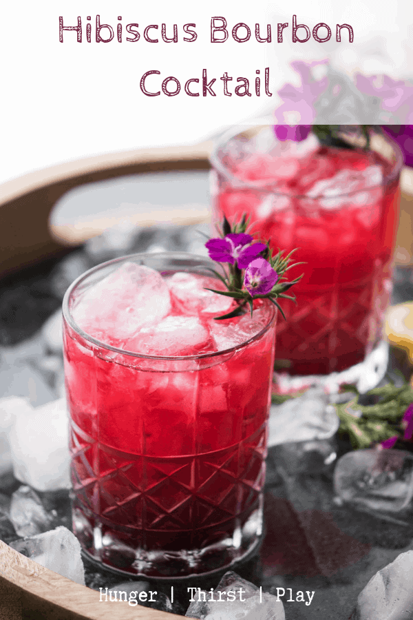 two hibiscus bourbon cocktails
