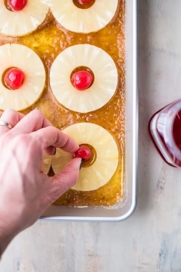 Pineapple Upside Down Sheet Pancakes - The Seaside Baker