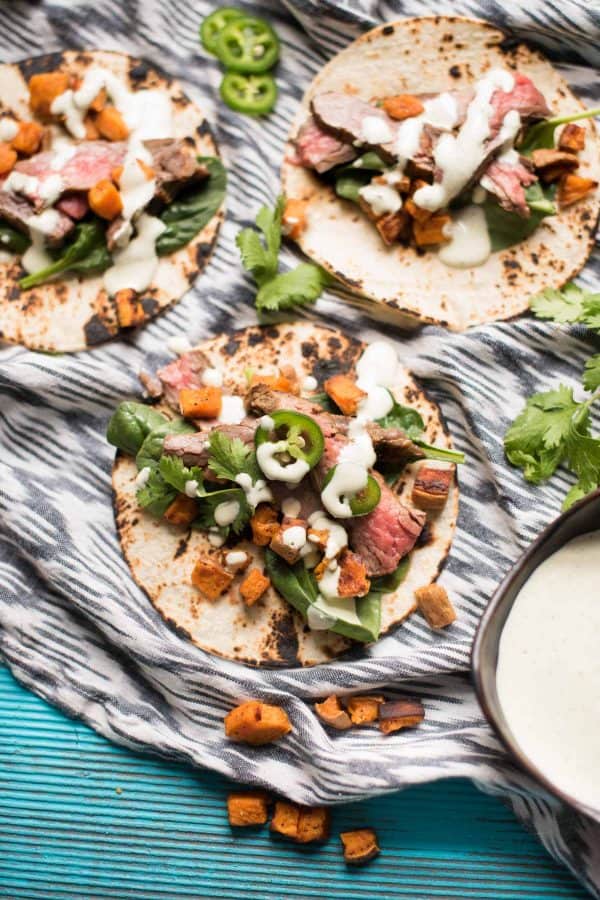 Cilantro Lime Flank Steak Tacos