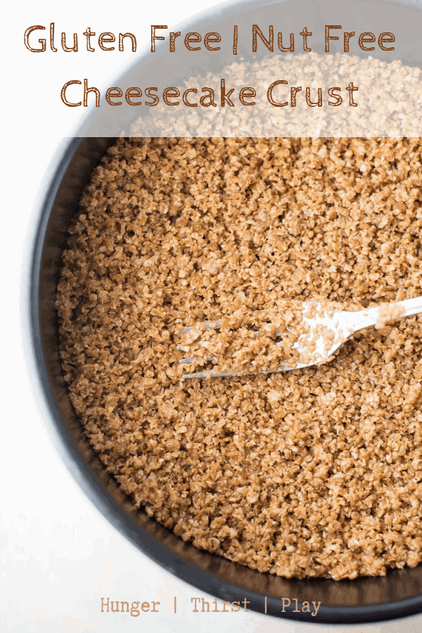 Finally! A gluten free nut free cheesecake crust that is crisp, sweet and full of texture and flavor. #cheesecakecrust #glutenfree #nutfree #glutenfreedessert