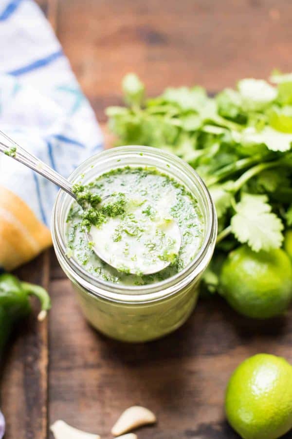 spoonful of cilantro lime marinade