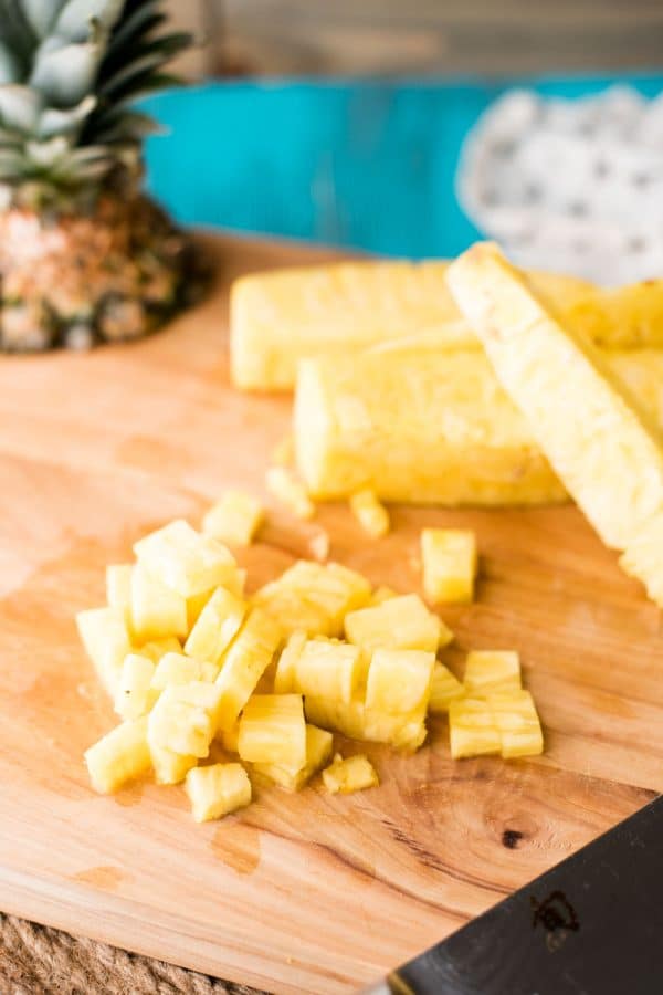 Quick + Crunchy Pineapple Salsa is perfect for a simple upgrade to summer dishes. Sweet fresh pineapple, crunchy bell peppers, and just a small jalapeño kick.