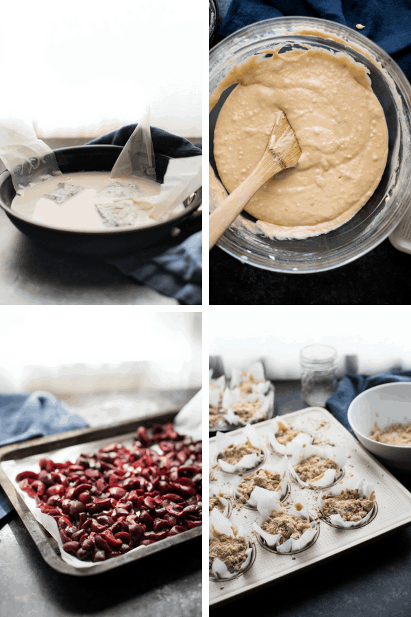 Collage of Chai Cherry Muffin Process