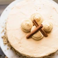 overhead view of apple cider cake