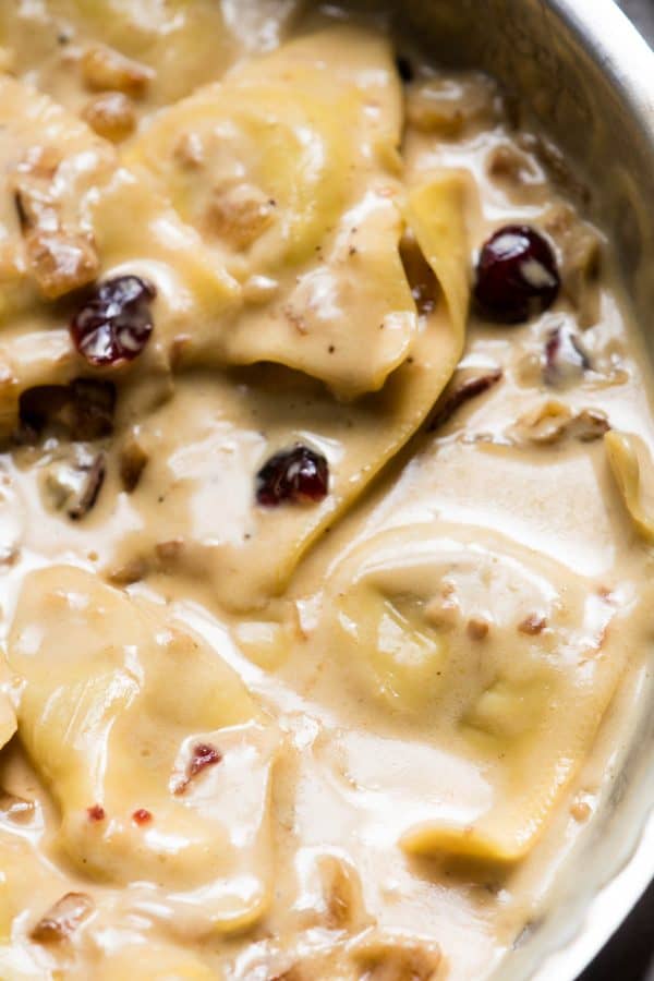 Close of up Marsala Cream Sauce in the pan