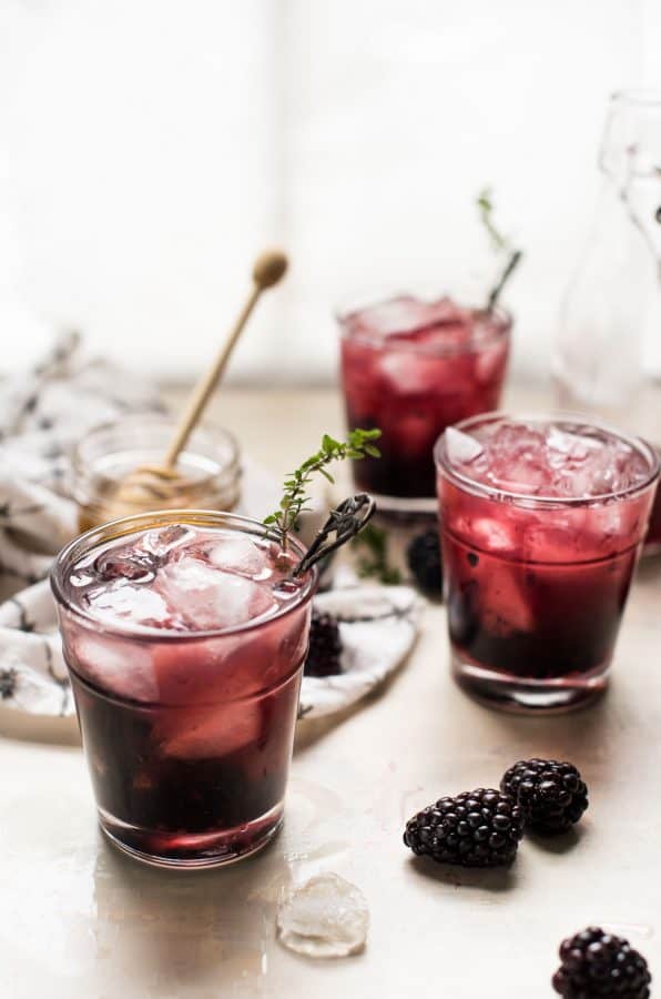 Blackberry Honey Bourbon Smash Cocktail