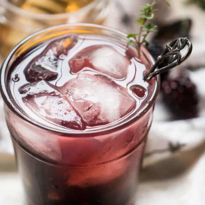 close up of blackberry honey cocktail