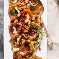 overhead view of maple soy roasted squash