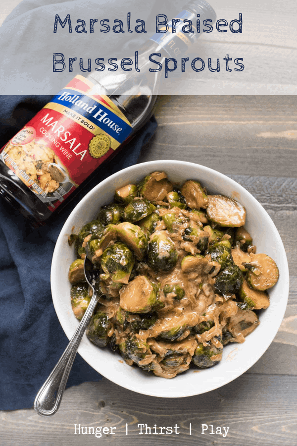 braised brussel sprouts with creamy marsala sauce and shallots