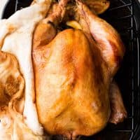 overhead photo of no base cheesecloth turkey