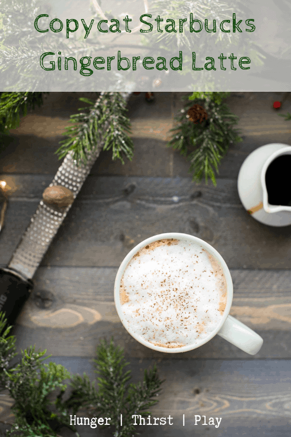 Just like Starbucks without the trip to Target. This Copycat Starbuck Gingerbread Latte is just like the cream, sweet, and ginger-laced coffee shop latte without the heavy price tag or long lines. #starbucks #copycatrecipes #gingerbread