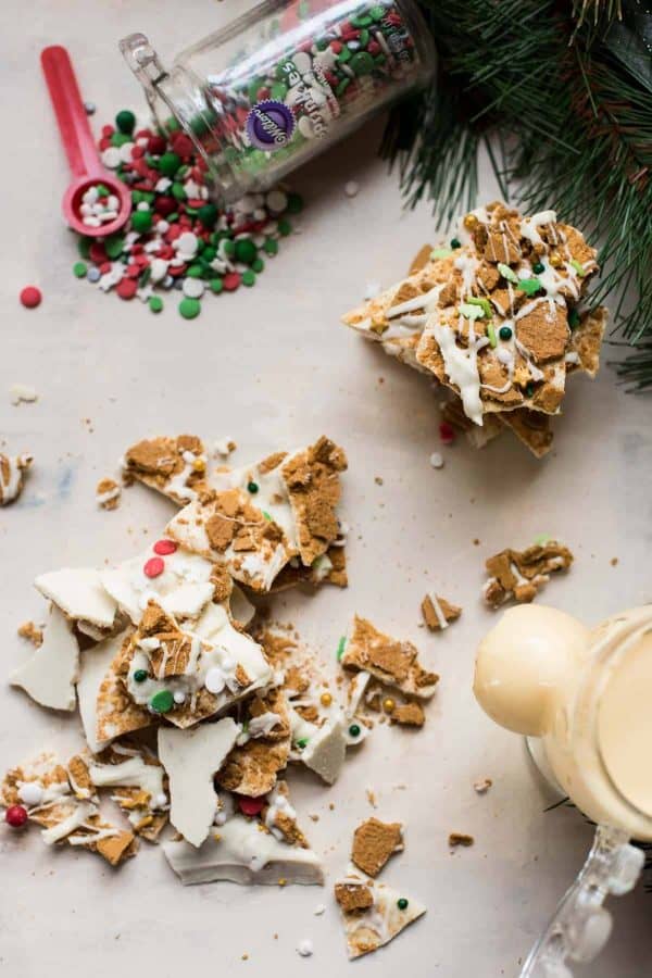 overhead photo of gingerbread bark