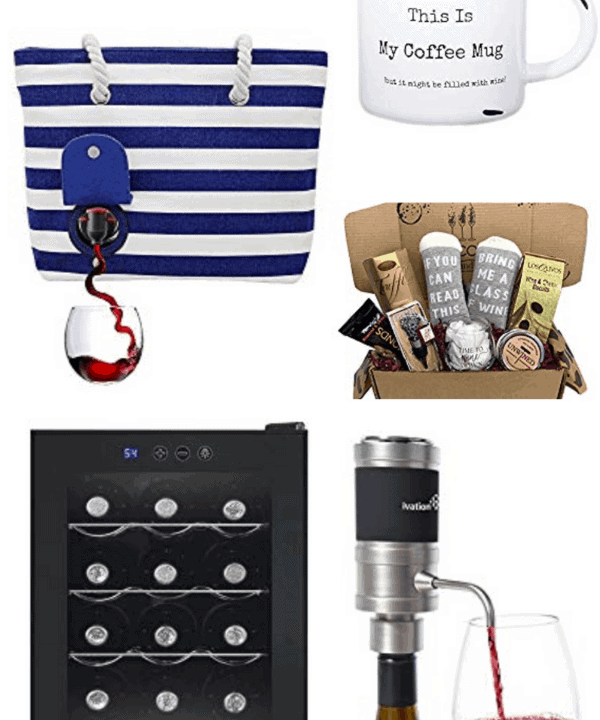 collage of gifts for wine lovers