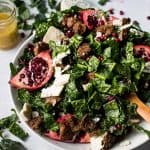 winter kale salad with blue cheese and pomegranate