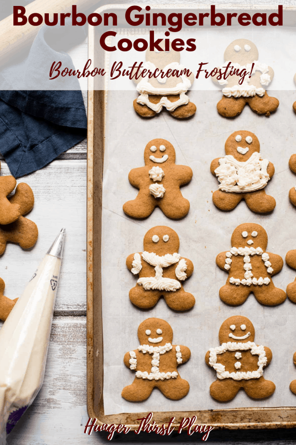 decorated gingerbread cookies on a sheet tray