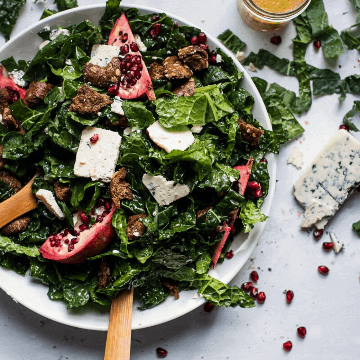 kale salad with blue cheese dressing Kale Salad With Cranberries, Pecans and Blue Cheese