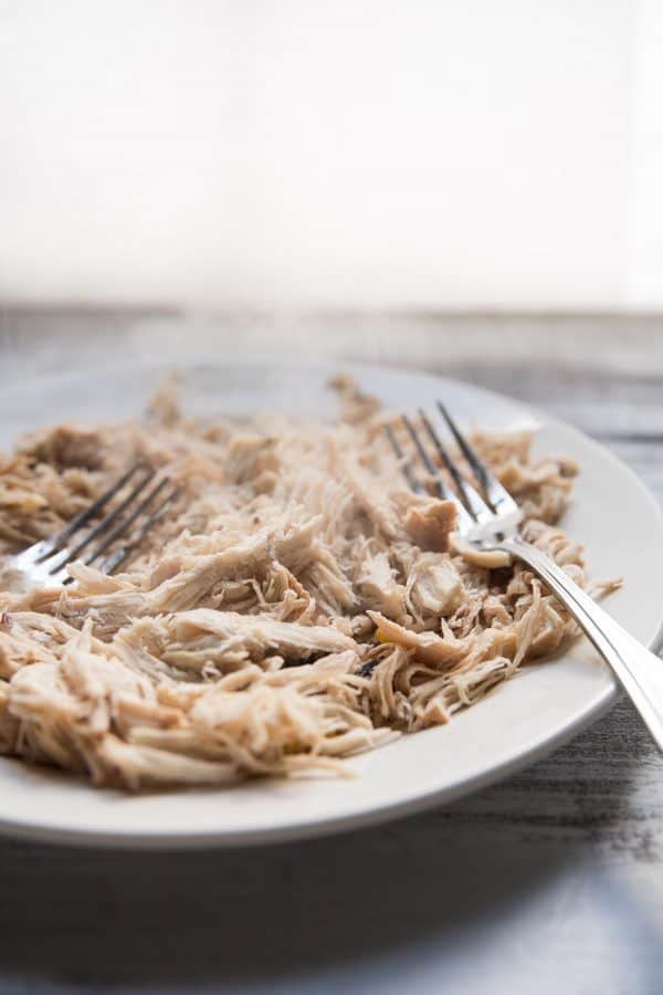 instant pot pulled chicken on a plate